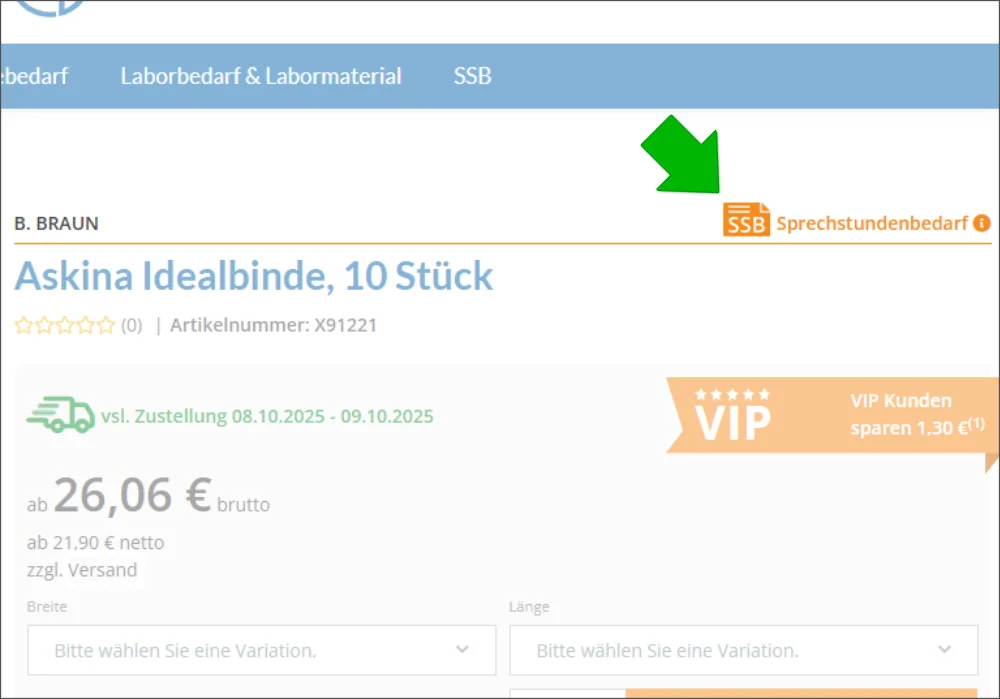 Beispiel SSB Artikelseite